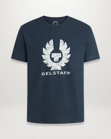 T-Shirt Belstaff Homme Coteland Bleu Foncé Coton Soldes OU2367801